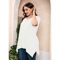thumbnail image 6 of SHOWMALL Women‘s Plus Size Tops Short Sleeve Blouse White 2X Summer Swing Tunic Clothes Crewneck Clothing Flowy Tee Shirt for Leggings, 6 of 8