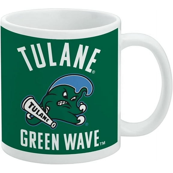 Tulane University Green Wave Ceramic Coffee Mug, Novelty Gift Mugs for Coffee, Tea and Hot Drinks, 11oz, White