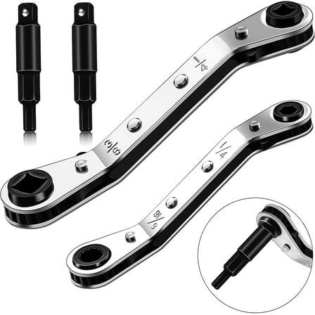 2Pcs Hvac Service Wrench Tool, Air Conditioner Valve Ratchet Wrench Set