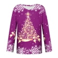 thumbnail image 4 of Sharpies Plus Size Tops for Women,Women's Solid V-Neck Long Sleeve Top,/Purple，(M), 4 of 4