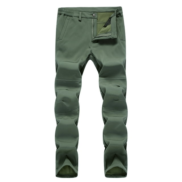 Lovzfmll Pantalon de Randonnée d'Hiver pour Homme, Robuste, Imperméable, Coupe-Vent, Doublé en Molleton, Multiples Poches pour l'Aventure Vert, G