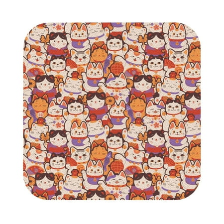 

Matuu Maneki-Neko Cats for Cup Coasters Set of 6 Leather Coasters Desk Coasters for Office Measures 4” x 4” Square