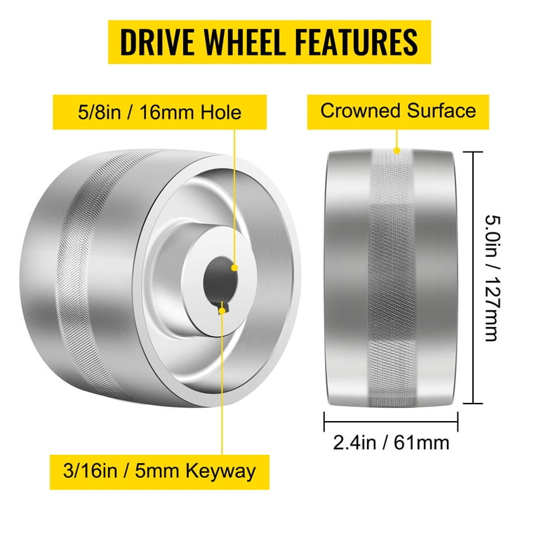 Belt Grinder Knife Grinder 5 Drive Wheel Crowned 1-1/8 Bore 6061 Alu - Knife  Grinder Parts.com