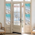 thumbnail image 3 of Teal Beige Window Privacy Film Beach Starfish Seashell Sand Sea Waves Scenery Decorative Glass Window Film UV Blocking Static Cling Non-Adhesive Sticker Covering for Home Door 29.5 x 118 inches, 3 of 7