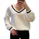 thumbnail image 3 of Suéteres de Cuello en V para Mujer, Jerseys de Punto Ligeros de Larga, Tops XL, 3 of 8