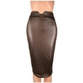 thumbnail image 4 of Fgnfyis Women's Leather Bodycon Skirt High Waist Slim Solid Knee Length Skirt Sophisticated Coffee XL, 4 of 4