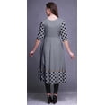 thumbnail image 4 of Bimba Robe Anarkali Grise à Pièces, Courbe Géométrique, Imprimé Diamant, Longue Robe Maxi, Kurtis Indiennes pour Femmes, Kurti Ethnique, XX-Grand, 4 of 5