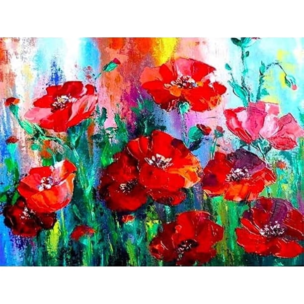 Pintura al óleo acrílica por números Flores Imagen digital Obra de arte Decoración de la pared del hogar FLhrweasw Nuevo