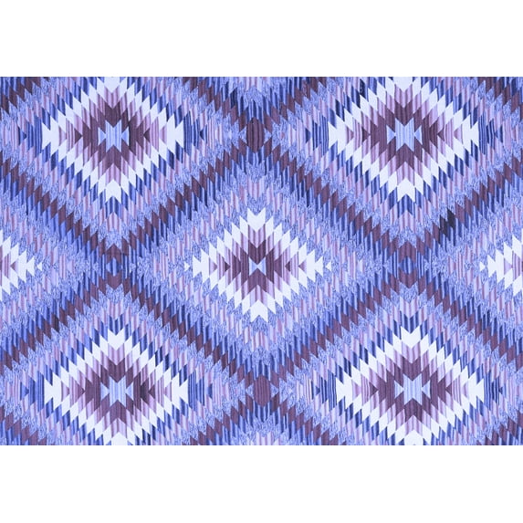Ahgly Company Machine Washable Indoor Rectangle Southwestern Blue Country Area Rugs, 5' x 7'