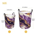 thumbnail image 3 of Balery Purple Gold Marble Swirls Cesta de ropa redonda con asas, impermeable, independiente, para ropa, juguetes, dormitorio y familia-Medium, 3 of 6