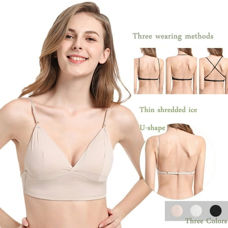 Itsame 1 Pack Everyday Casual Bra Set Womens Full Support Bra Comfortable Tie Back Wireless Comfort Bralette Khaki Size M