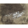 thumbnail image 2 of Frederick Trapp Friis 18x15 Gold Ornate Wood Frame and Double Matted Museum Art Print Titled - Woman Floating in a River Attended by Two Female Spirits (C. 1895), 2 of 4