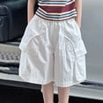 thumbnail image 7 of Girls' Cargo Shorts White Lightweight Summer Casual Shorts with Elastic Waist for Big Kids, Athletic Play Shorts for Girls 7-15 Years,Size 14-15 T, 7 of 7