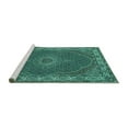 thumbnail image 2 of Ahgly Company Machine Washable Indoor Round Medallion Turquoise Blue Traditional Area Rugs, 6' Round, 2 of 4