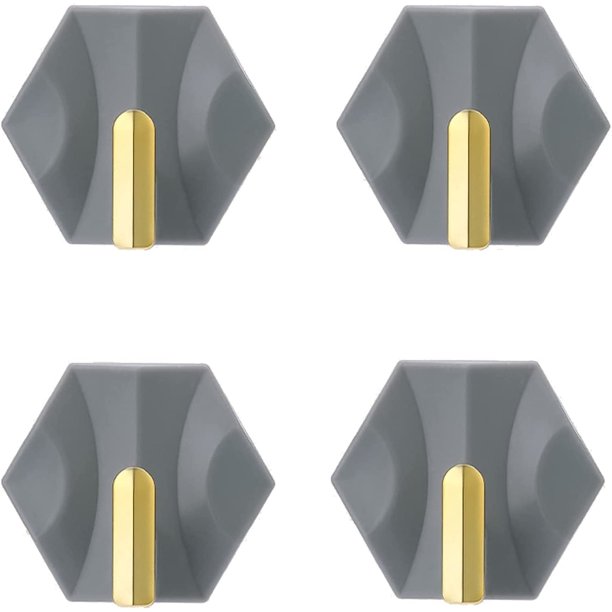4 ganchos de pared adhesivos, ganchos para abrigos de baño, ganchos de pared adhesivos, ganchos para paños de cocina, autoadhesivos sin gancho de perforación para cocina (gris)