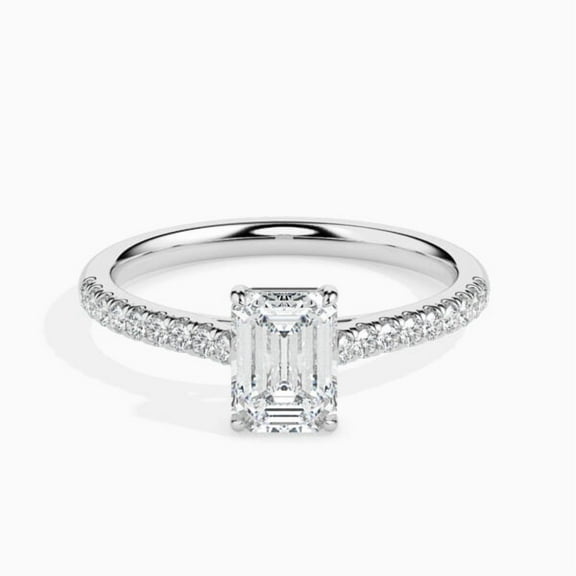 IGI Certified 2 Carat Charming Lab Grown Diamond Anniversary Ring for Wife Solid 10K White Gold | Solitaire with Accents Diamond Ring for Ladies | Size 11 by Diamond-Capitals