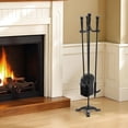 thumbnail image 2 of Neatifyes Fireplace Tool Set, 4 PCS Fire Tool Set and Holder with Three-Prong Stand, Ash Shovel, Brush, Fire Place Poker, Wrought Iron Fireplace Accessories for Campfire Indoor/Outdoor, Black, 2 of 9