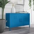 thumbnail image 2 of Novogratz Cache 2 Door Wide Metal Locker Accent Storage Cabinet, Bright Blue, 2 of 13