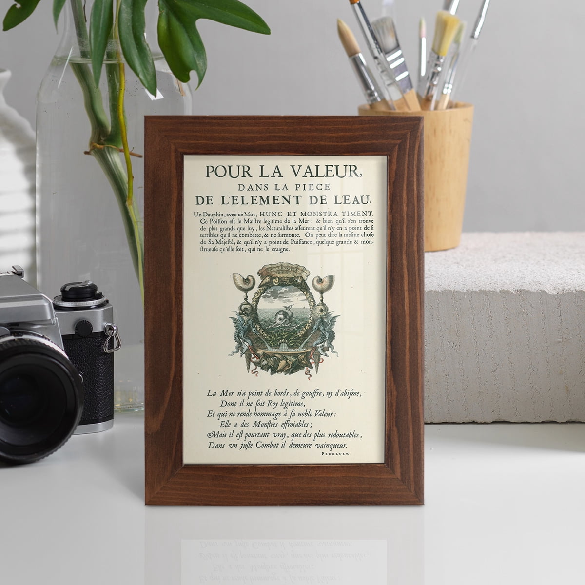Printed Embellished Bookplate VII - Framed Print w/glass - Chestnut