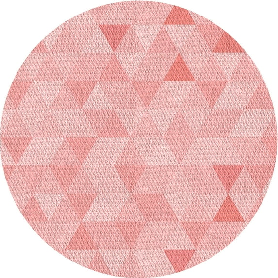 Ahgly Company Indoor Round Patterned Pastel Red Pink Area Rugs, 4' Round