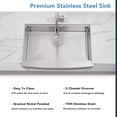 thumbnail image 4 of 30 x 22 x 9 inch Farmhouse Kitchen Sink, Workstation Ledge 18 Gauge Stainless Steel Sink Modern Apron-front Single Bowl Kitchen Sink, 4 of 6