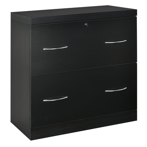 Costway 2-Drawer File Cabinet w/Lock, Hinging Bar Letter & Legal Size Black