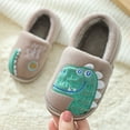 thumbnail image 2 of Otqutp Baby Home Slippers Dinosaur Indoor Shoes Girls Boys Slippers Warm Dinosaur House Cute Cozy Plush Winter Cotton House Slip Shoes(Brown,10-10.5 Years), 2 of 5