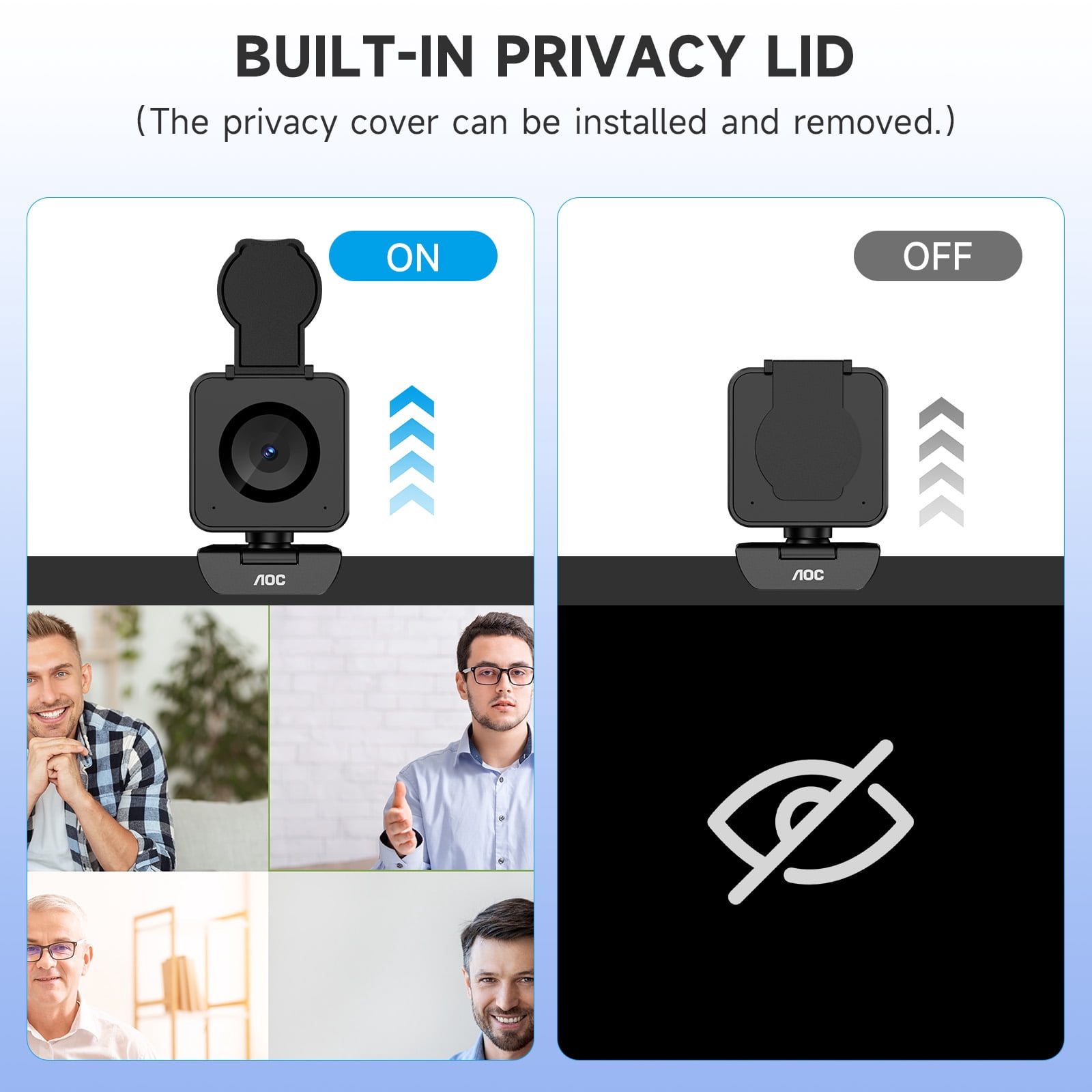 AOC 4K UHD Webcam for PC, Laptop, Mac, USB Streaming Camera with PDAF Autofocus,Auto Light Correction, 75° FOV, Privacy Cover for Video Conferencing, Zoom, Teams