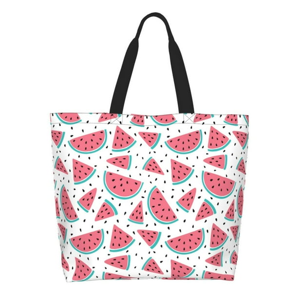 Fotbe Watermelon Bolsa Tote Estética de Lona con Estampado para Mujer - Bolsa Reutilizable de Hombro Casual para Vacaciones, Compras, Trabajo y Gimnasio