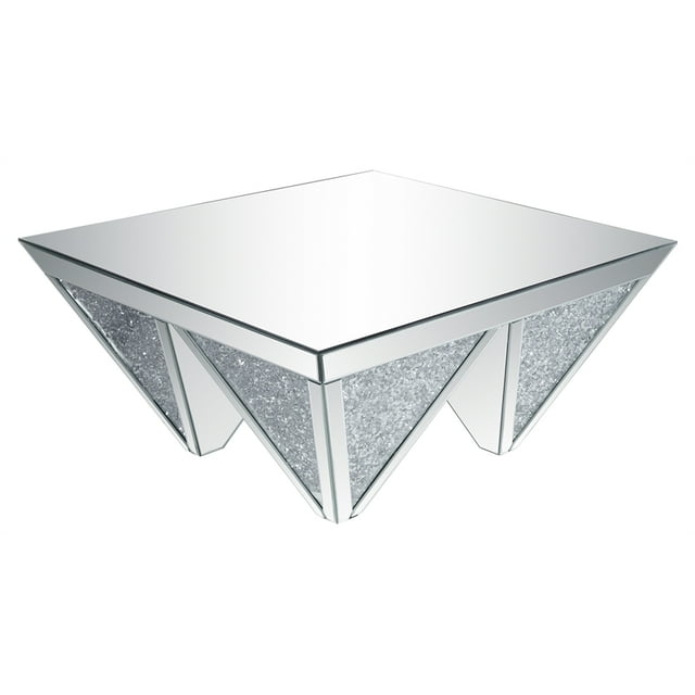 ACME Table Basse Noralie Carrée en Faux Diamants et Miroir