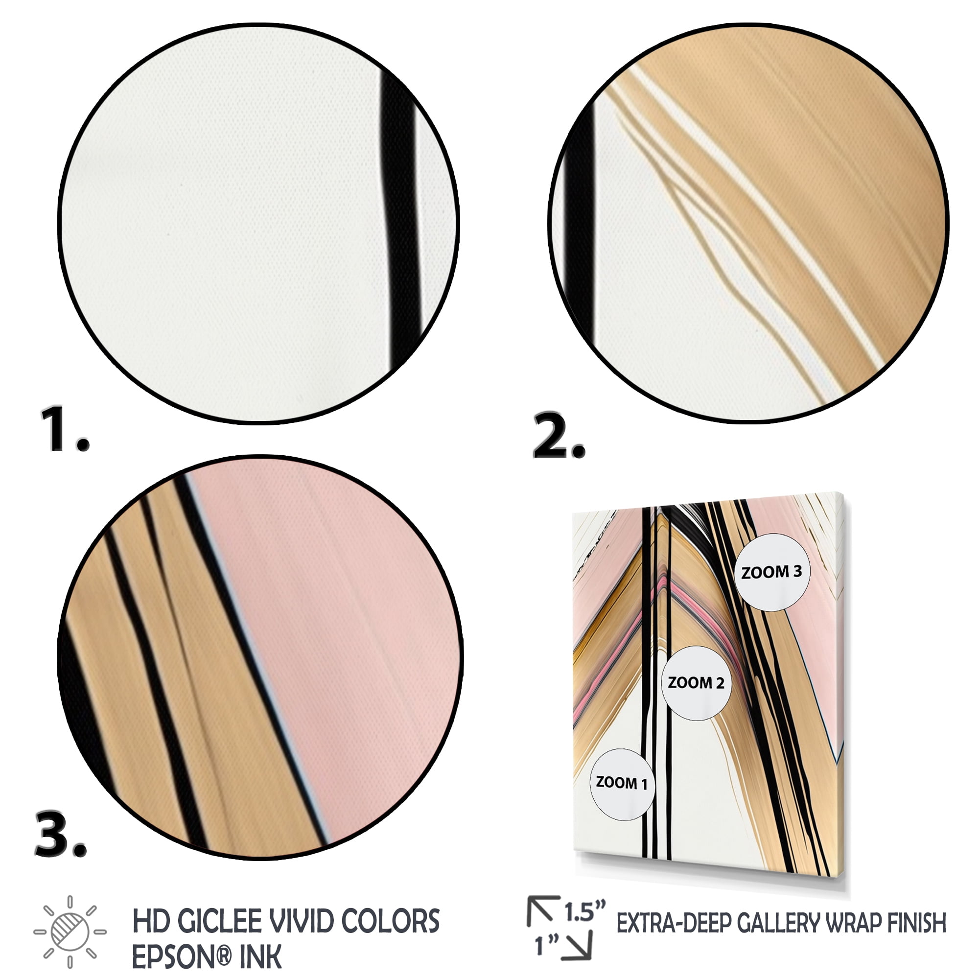 Designart Minimalism Pink And Gold Cubic Fusion IX Canvas Wall Art