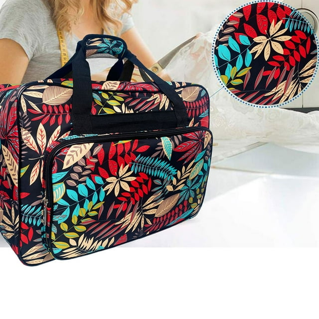 stanreset Sac de Rangement de Voyage Étui Portable pour Machine à Coudre Support à Fermeture Éclair avec Poignée Organisateur Fourre-Tout Impression Compartiments de Bagage Noir