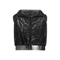 thumbnail image 6 of SiiRoh Girls Street Hip Hop Jazz Dance Outfits Sleeveless Sequin Hooded Vest Crop Top with Metallic Pants Set Black 16, 6 of 7