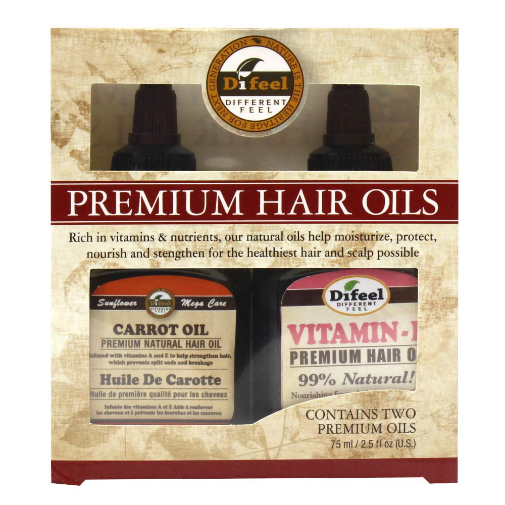 Difeel Premium Natural Hair Oil Carrot Oil and Vitamin E Oil 2.5 oz. (2Piece Set) Walmart