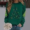 thumbnail image 1 of Chandails d'Hiver Grande Taille pour Femmes Chandail à Capuche Imprimé Tête de Cerf de Noël Col Rond Manches Longues Vert TG, 1 of 4