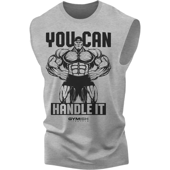 Gymish You Can Handle It Men’s Muscle Tank Top – Sleeveless Workout Gym Shirt, Funny Lifting Tee for Men