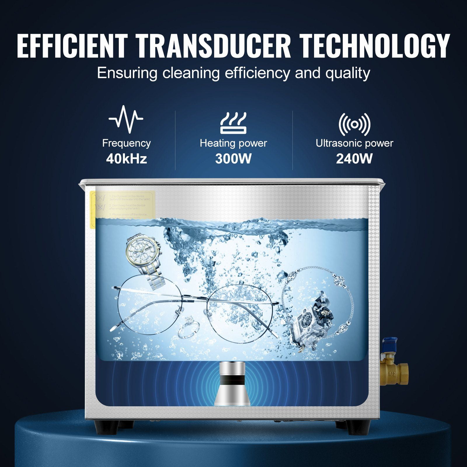 Professional Ultrasonic Cleaner 10L Digital Timer Heater Stainless Steel Industrial Sonic Cleaner 40kHz for Glasses Watches Rings Small Parts