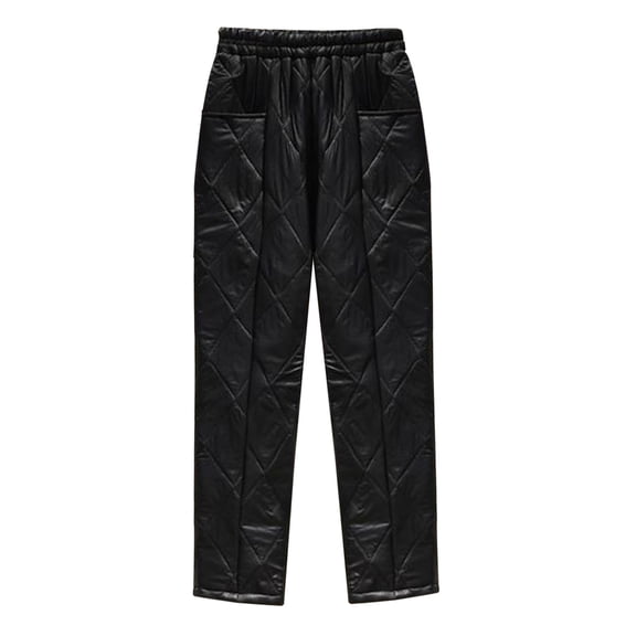 Luxalzxs Women's Winter Quilted Pants Down Cotton Pants Elastic Waist Oversized Trousers Loose Outdoor Padded Warm Casual Pants Ski Pants