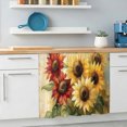 thumbnail image 6 of Summer Sunflowers Small Sink Skirt 10"Wx11"L,Dustproof Under Sink Curtain with Self Adhesive Tape,Red Yellow Floral Leaf Wood Grain Cabinet Curtain Cover for Bathroom Vanity,Kitchen Storage Shelf,RV, 6 of 9