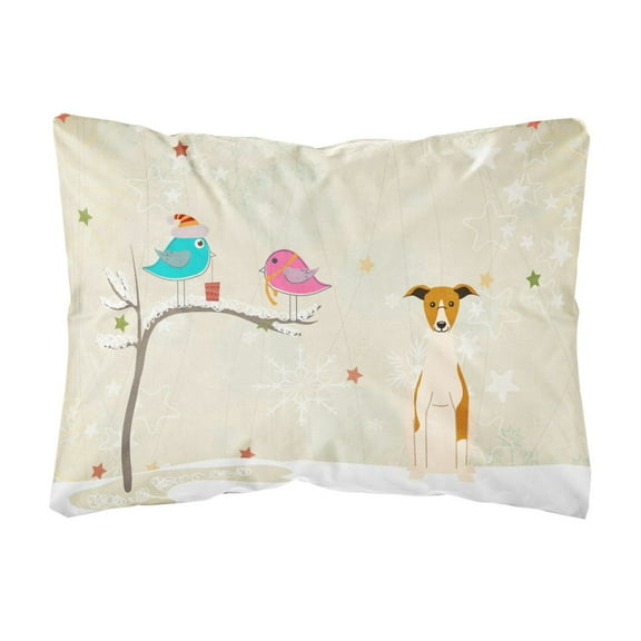 Carolines Treasures BB2571PW1216 Christmas Presents between Friends Whippet Canvas Fabric Decorative Pillow, 12H x16W,