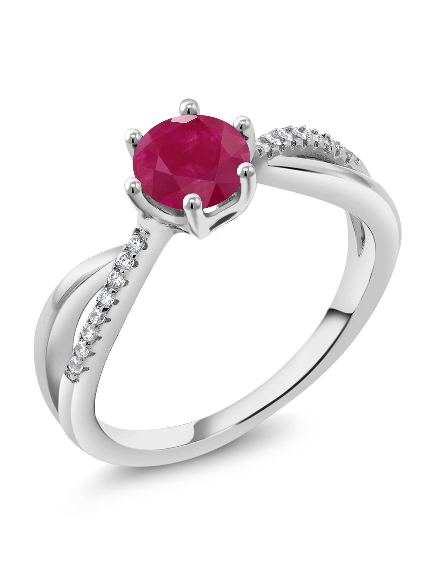 Gem Stone King 1.24 Ct Round Red Ruby 925 Sterling Silver Women's