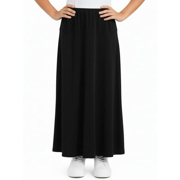 Girl's Stretch Knit Fit and Flare A-Line Maxi Skirt