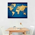 thumbnail image 3 of ONETECH Wall Art Blue map of The World Painting Ready to Hang Pieces Large Framed Wall Art World Map Canvas Art Map Wall Decorations Artwork Prints for Background for Home Office Decoration, 3 of 5