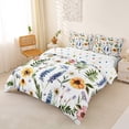 thumbnail image 3 of Erosebridal Watercolor Flower Queen Duvet Cover Set for Girls, Sunflower Lavender Bedding, Polka Dots Reversible, 3pcs 1 Duvet Cover and 2 Pillowcases, No Comforter, 3 of 6