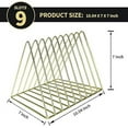 thumbnail image 4 of 2 Pack Magazine Holders, Vinyl Record Holder, 9 Slots File Folder for Desk, Triangle Bookshelf, Desktop File Sorter, Desk Organizer for Office Home Decor (Gold, Rose Gold), 4 of 7