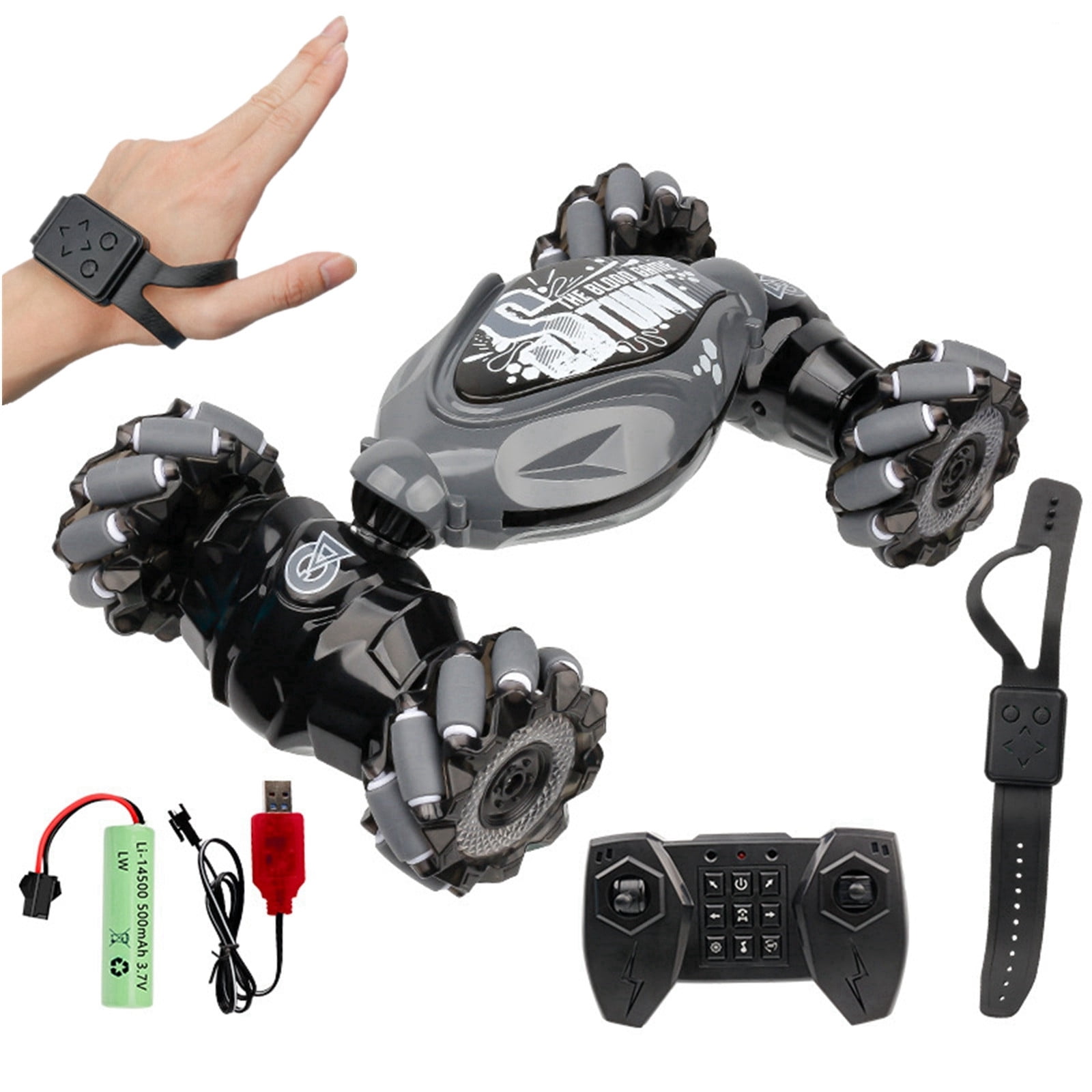 Tepsmf Gesture RC Car Large 1:14 Scale, 4WD 2.4G Hand Controlled Remote Control Car, All Terrains Trucks for Boys Gesture RC Stunt Car for Age 4-12 with Lights Music,Toys for Ages 8-13