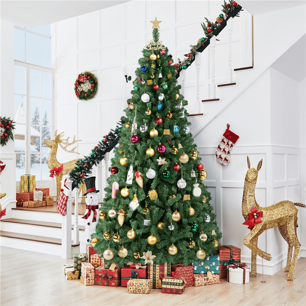 Renwick 9Ft Hinged Spruce Artificial Christmas Tree with Foldable Stand, Green