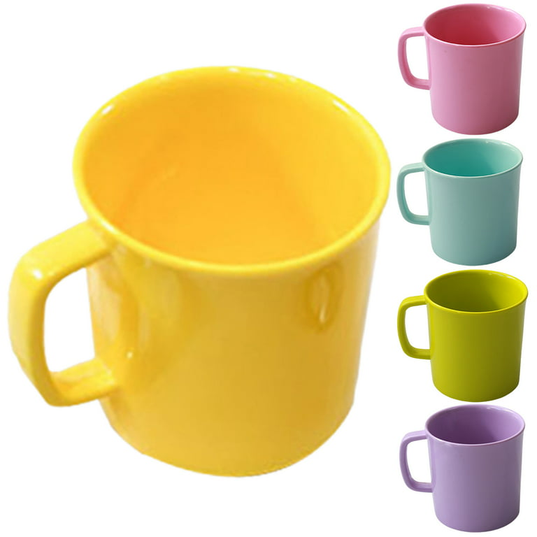 Coffee Mugs Set of 4, Plastic Coffee Cups Set, Unbreakable Coffee Mug  Plastic with Handle, Reusable Plastic Mug Dishwasher Safe 