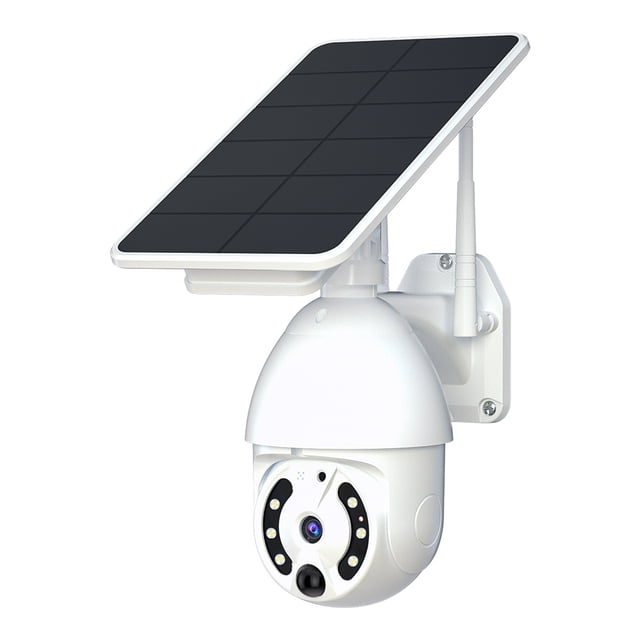 Cámara de seguridad,Cámara de seguridad inalámbrica con panel solar, cámara exterior 1080P WiFi 360 ° PTZ Cámara de vig CACAGOO Cámara de seguridad