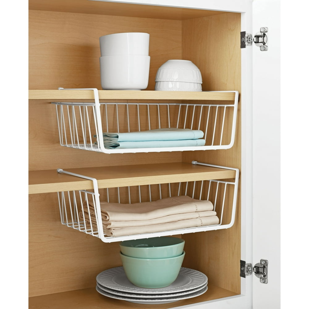 Mainstays White Wire Under Baskets 2 Count Measures 16x10.25x5.5 in